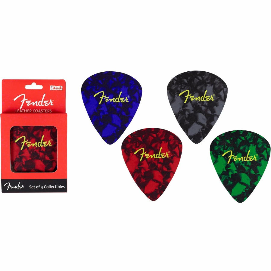 Accessories Fender | Fender 4-Pack Leather Pick Coasters