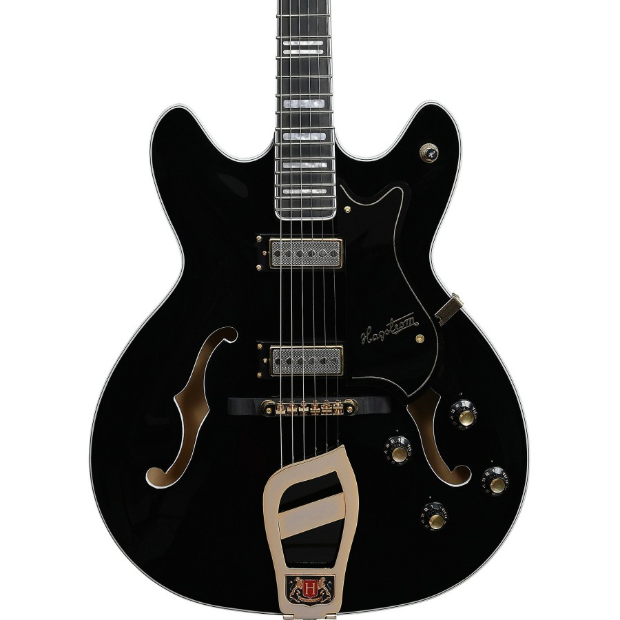 Guitars Hagstrom Hollow & Semi-Hollow Body | Hagstrom '67 Viking Ii Hollowbody Electric Guitar Standard Black Gloss