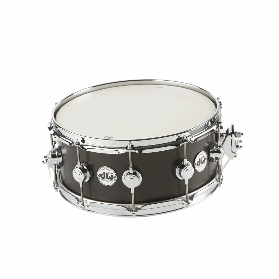 Drums DW Snare Drums | Dw Collector'S Series Satin Oil Snare Drum Ebony With Chrome Hardware 14X6