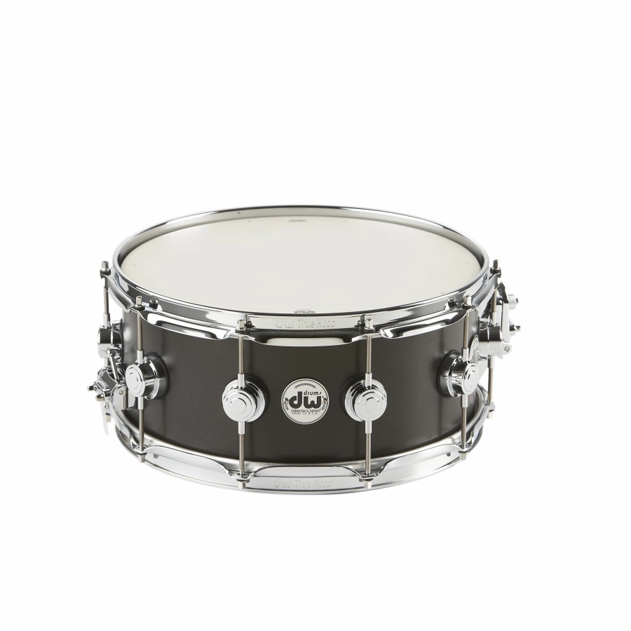 Drums DW Snare Drums | Dw Collector'S Series Satin Oil Snare Drum Ebony With Chrome Hardware 14X6