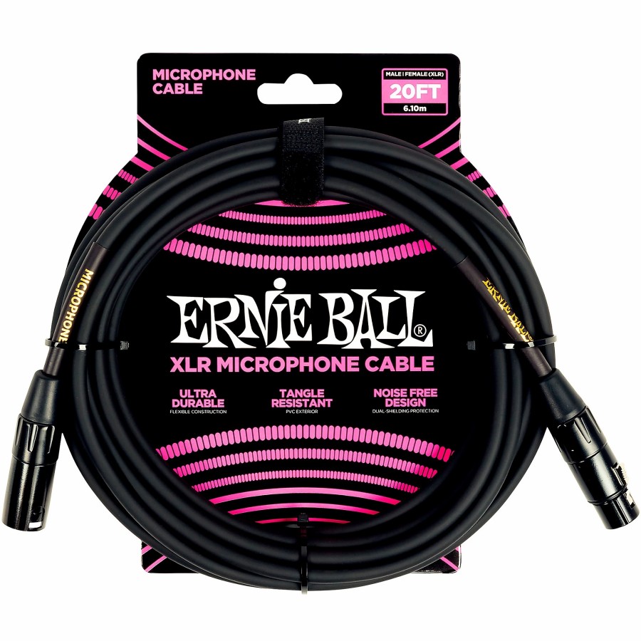 Accessories Ernie Ball | Ernie Ball Xlr Microphone Cable 20 Ft. Black