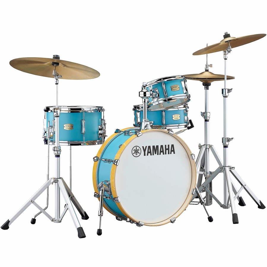 Drums Yamaha Drum Sets | Yamaha Stage Custom Hip 4-Piece Shell Pack Matte Surf Green