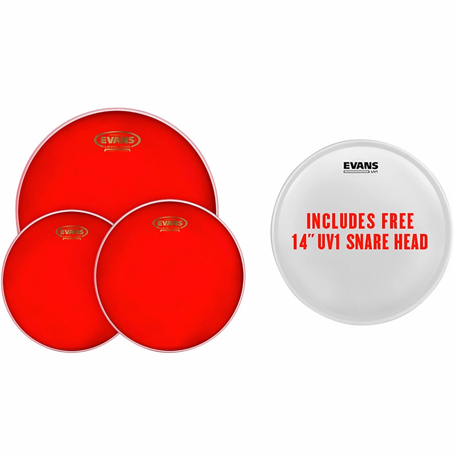 Drums Evans | Evans Hydraulic Red Tom Pack With Free 14 In. Uv1 Snare Head 10, 12, 16 In.