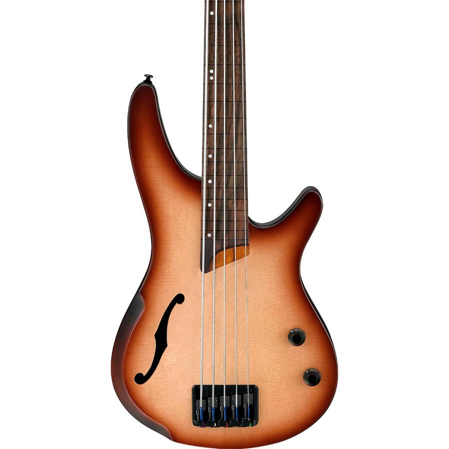 Basses Ibanez Fretless | Ibanez Bass Workshop Srh505F Fretless 5-String Electric Bass Flat Natural Browned Burst