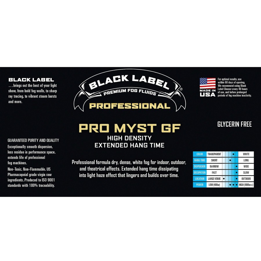 Lighting Black Label | Black Label Pro Mystgf 55 Gal. Professional High Density, Extended Hang Time, Glycerin-Free Fog Fluid Lift Gate