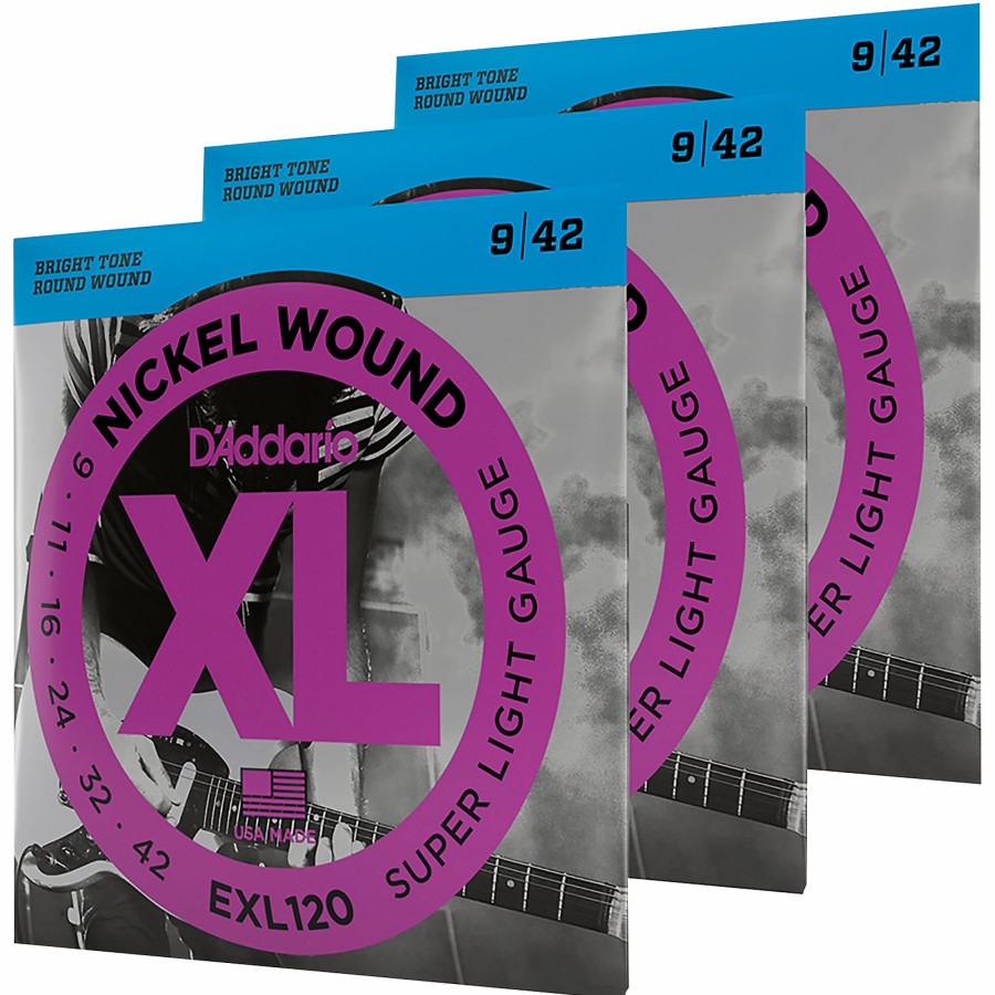 Guitars D'Addario Guitar Strings | D'Addario Exl120 Nickel Super Light Electric Guitar Strings 3-Pack