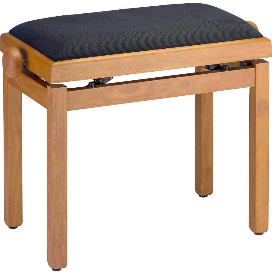 Keyboards & Midi Stagg Benches & Stools | Stagg Oak Piano Bench Matt+Black Velvet Top