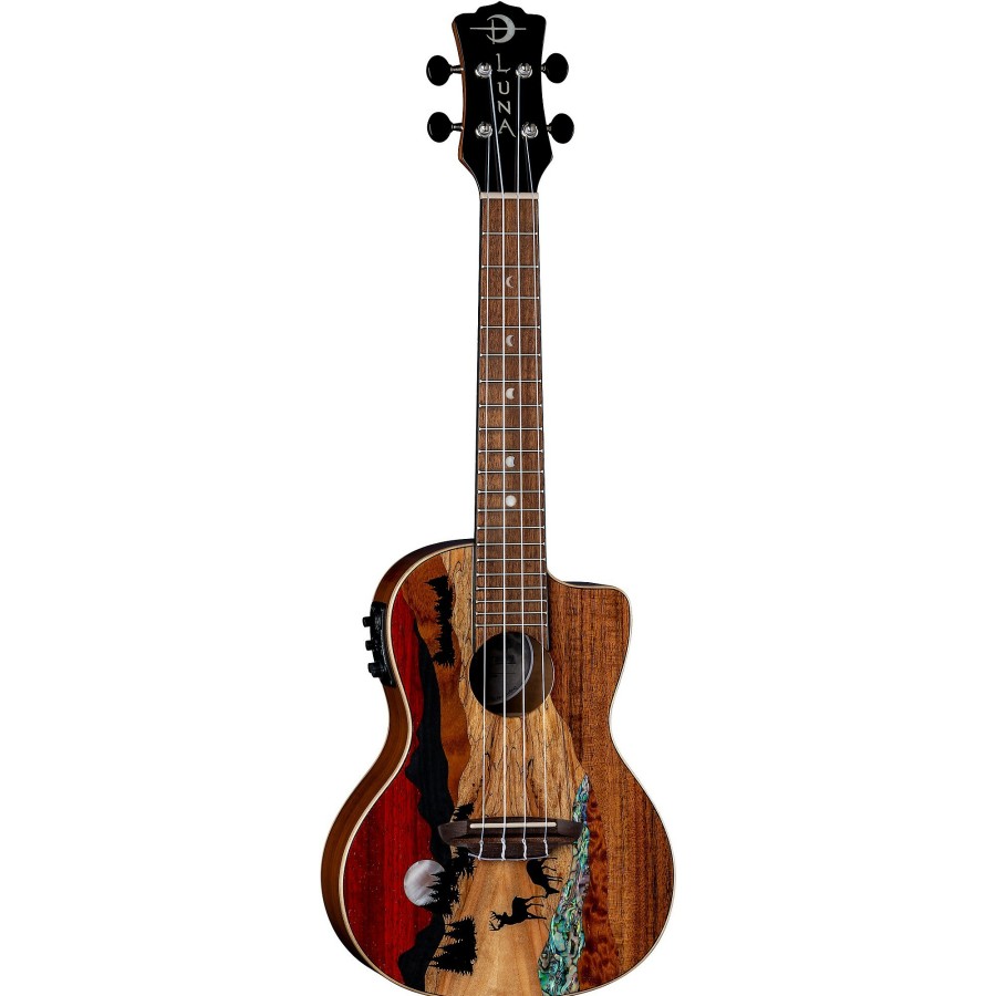 Guitars Luna | Luna Vista Deer Tropical Wood Concert Acoustic-Electric Ukulele Gloss Natural