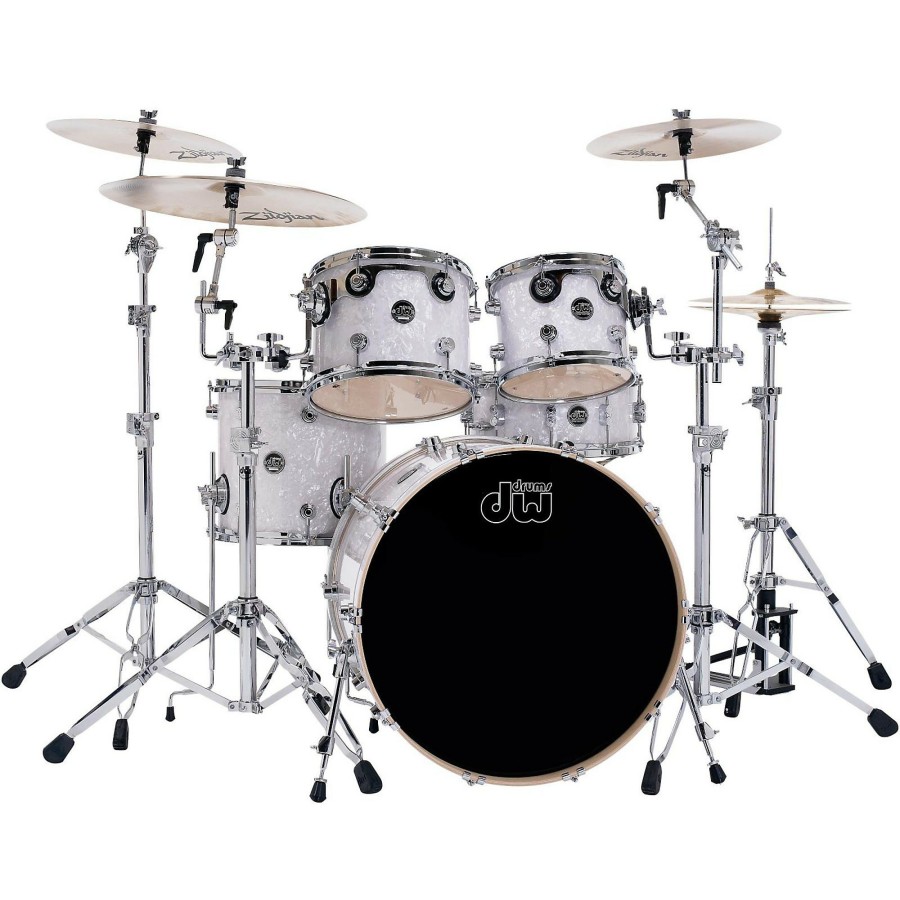 Drums DW Drum Sets | Dw Performance Series 5-Piece Shell Pack White Marine Finish With Chrome Hardware