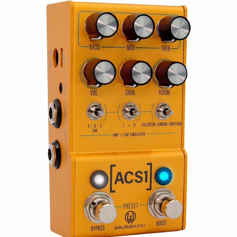 Amps & Effects Walrus Audio Multi-Effects Pedals | Walrus Audio Mako Series Acs1 Amp + Cab Simulator Effects Pedal Gold