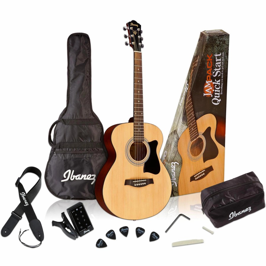 Guitars Ibanez | Ibanez Ijvc50 Jampack Grand Concert Acoustic Guitar Pack Natural