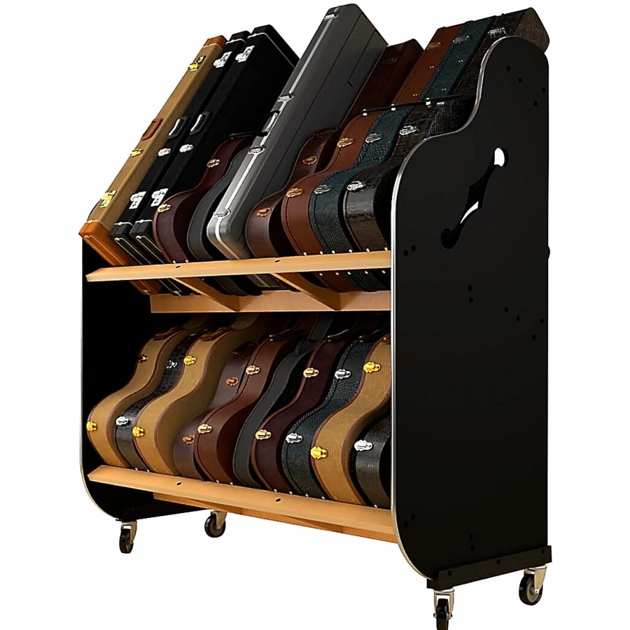 Guitars Au0026S Crafted Products Guitar Stands | A&S Crafted Products The Session-Pro Double-Stack Mobile Case Rack