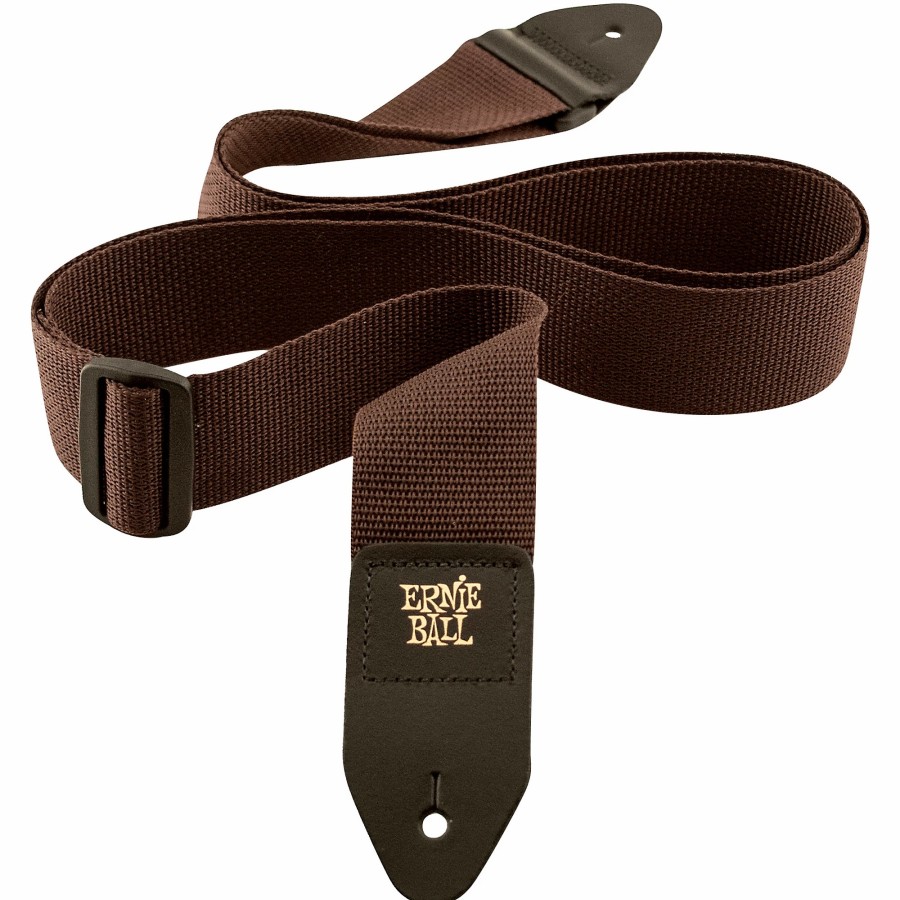 Basses Ernie Ball Fretted Instrument Accessories & Parts | Ernie Ball 2" Poly Pro Strap Brown