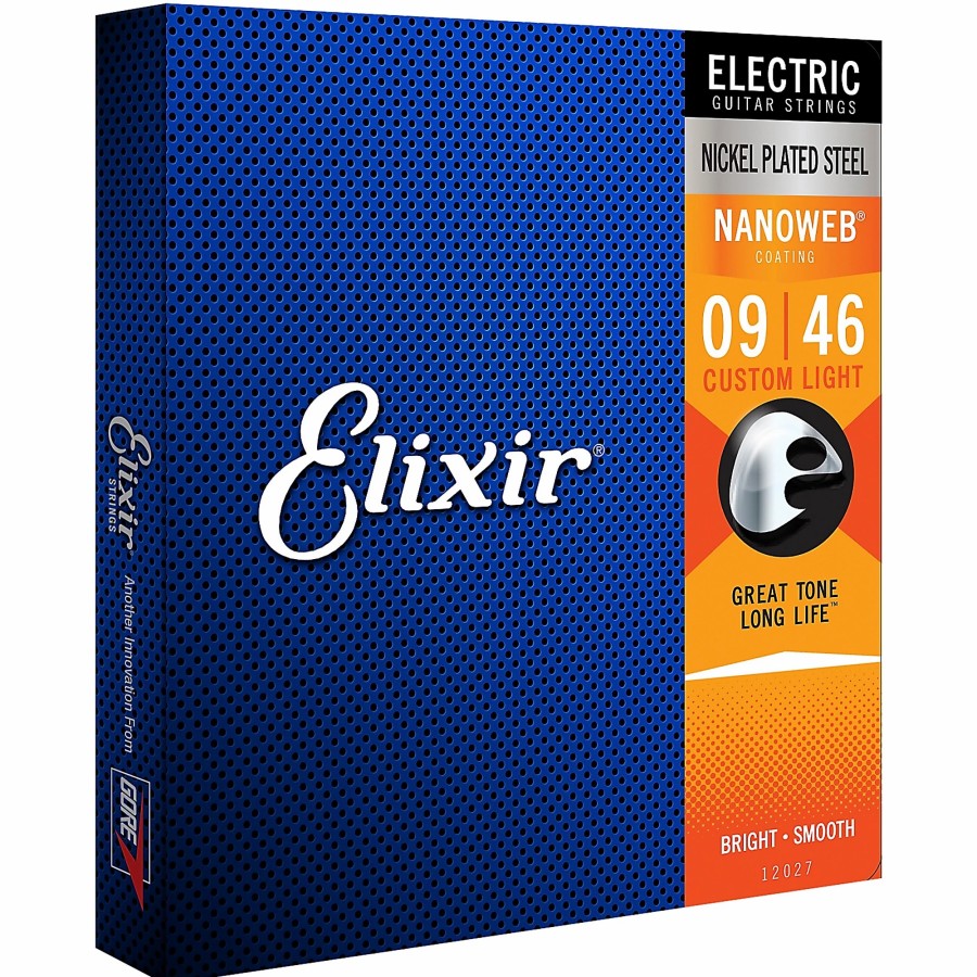 Guitars Elixir Guitar Strings | Elixir Electric Guitar Strings With Nanoweb Coating, Custom Light (.009-.046)