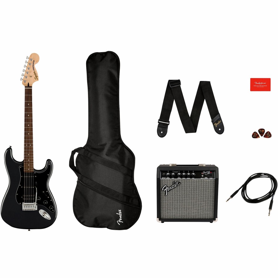 Guitars Squier | Squier Affinity Series Stratocaster Hss Electric Guitar Pack With Fender Frontman 15G Amp Charcoal Frost Metallic