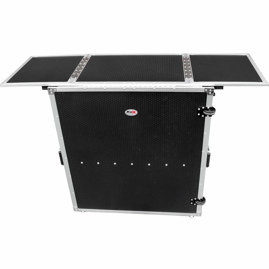 Accessories ProX | Prox Transformer Series Fold Away Dj Performance Desk Facade Black/Black With Wheels