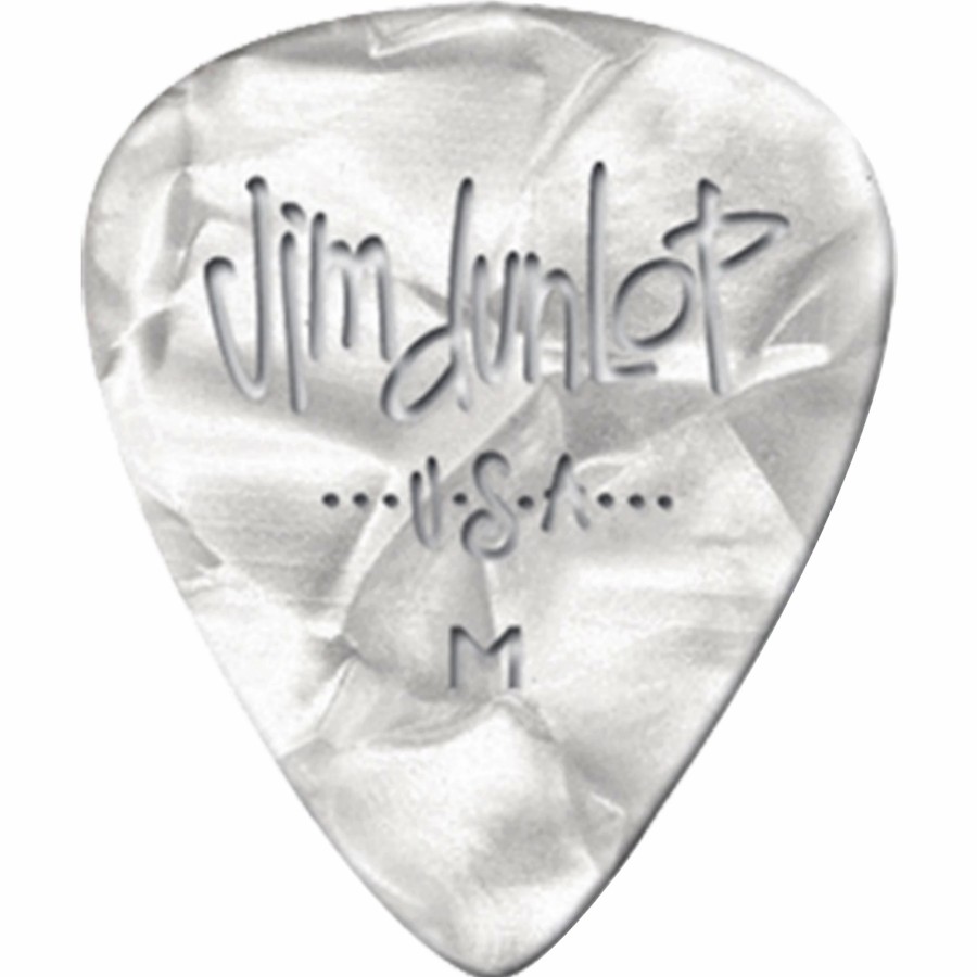 Guitars Dunlop Guitar Picks | Dunlop Premium Celluloid Classic Guitar Picks 1 Dozen White Pearloid Medium