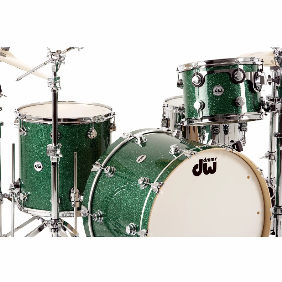 Drums DW Drum Sets | Dw Collector'S Series 3-Piece Shell Pack With 24" Bass Drum Green Glass Chrome Hardware