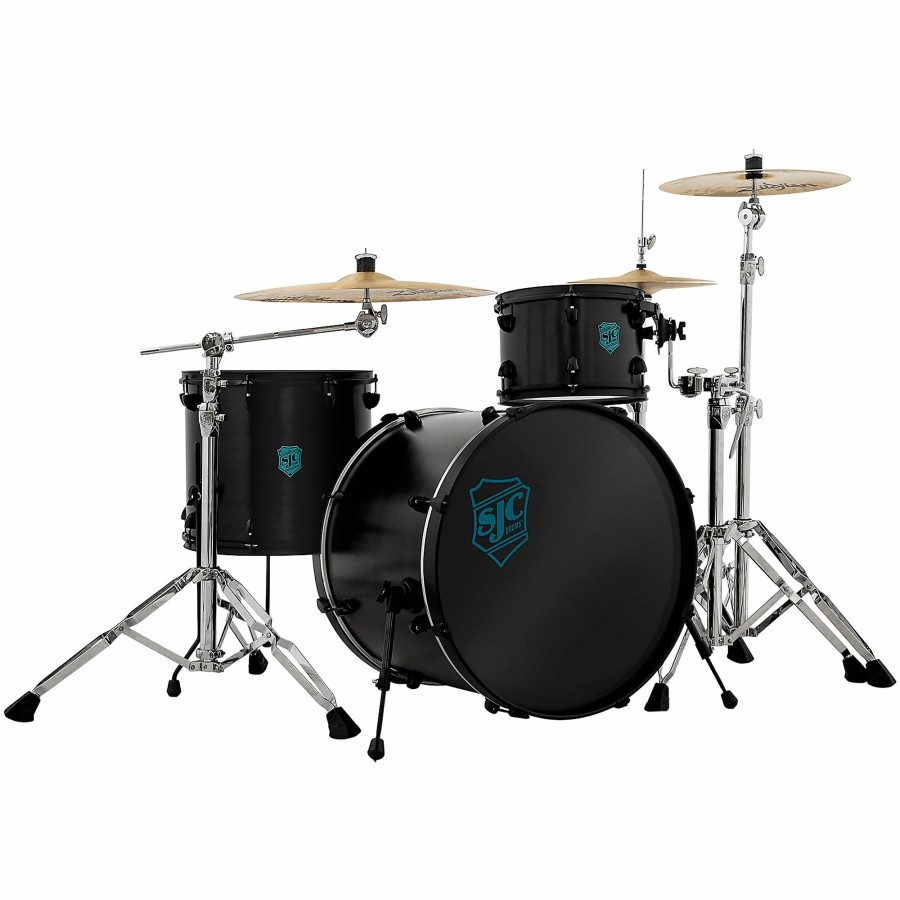 Drums SJC Drums Drum Sets | Sjc Drums 3-Piece Pathfinder Shell Pack Midnight Black Satin