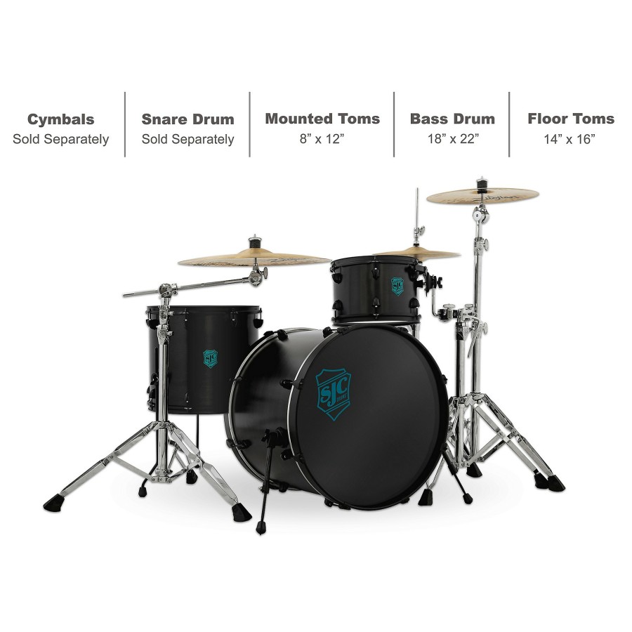 Drums SJC Drums Drum Sets | Sjc Drums 3-Piece Pathfinder Shell Pack Midnight Black Satin