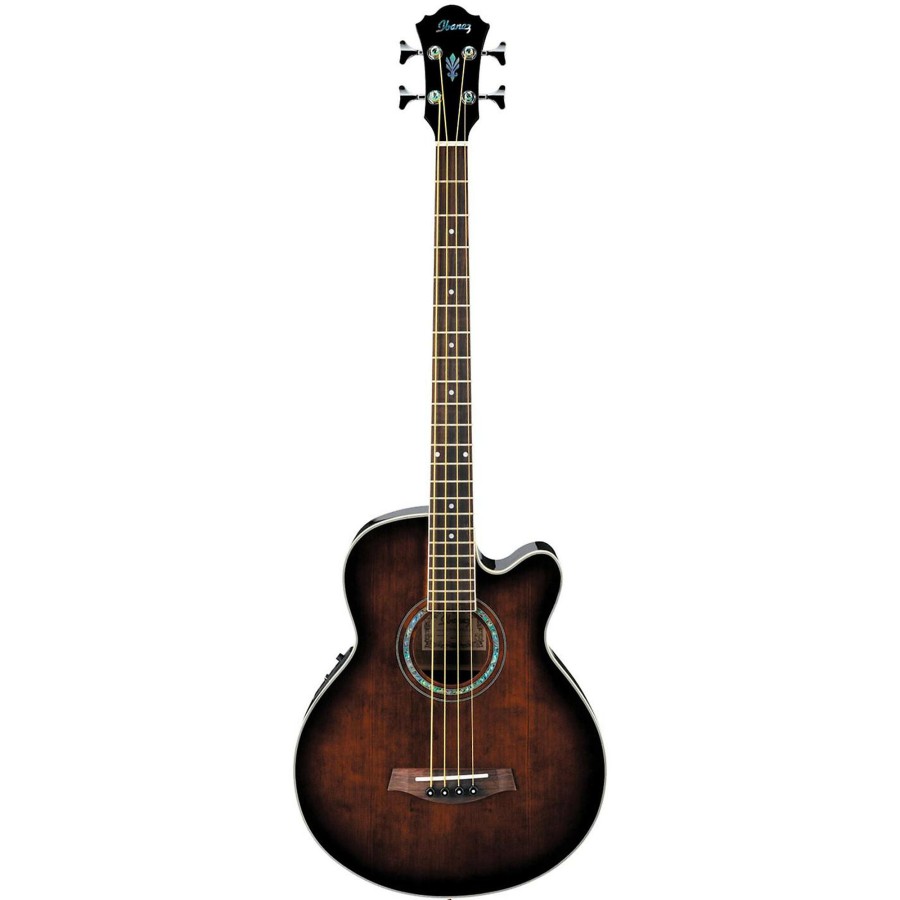 Basses Ibanez Fretted | Ibanez Aeb10E Acoustic-Electric Bass Guitar With Onboard Tuner Dark Violin Sunburst