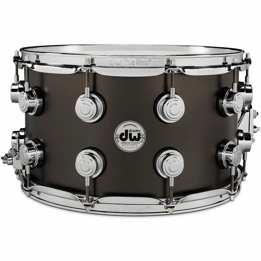 Drums DW Snare Drums | Dw Collector'S Series Satin Black Over Brass Snare Drum With Chrome Hardware 14 X 8 In.