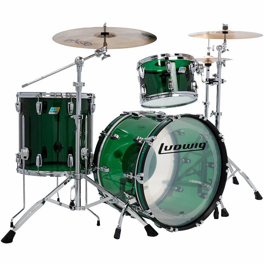 Drums Ludwig Drum Sets | Ludwig Vistalite 50Th Anniversary Fab 3-Piece Shell Pack With 22" Bass Drum Green