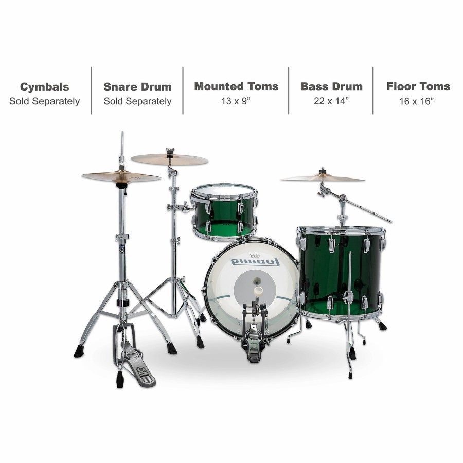 Drums Ludwig Drum Sets | Ludwig Vistalite 50Th Anniversary Fab 3-Piece Shell Pack With 22" Bass Drum Green