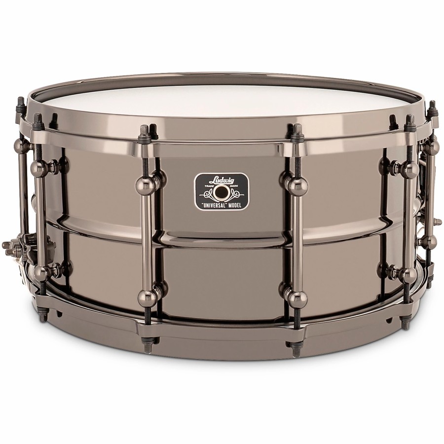 Drums Ludwig Snare Drums | Ludwig Universal Series Black Brass Snare Drum With Black Nickel Die-Cast Hoops 14 X 6.5 In.