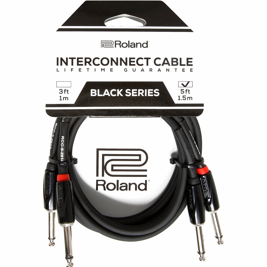 Guitars Roland Instrument Cables | Roland Black Series Dual 1/4" Interconnect Cable 5 Ft. Black