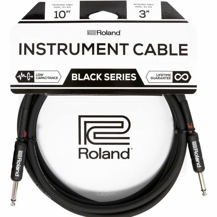 Guitars Roland Instrument Cables | Roland Black Series 1/4" Straight/Straight Instrument Cable 10 Ft. Black