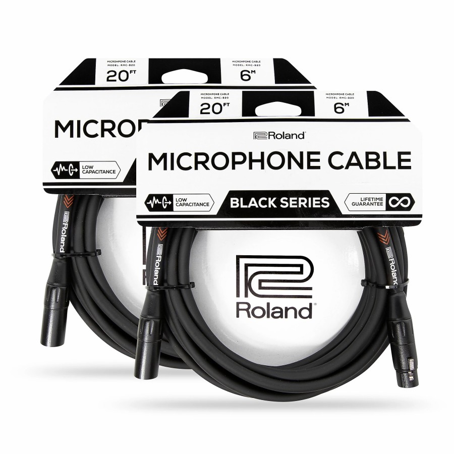 Accessories Roland | Roland Black Series Xlr Microphone Cable 20' 2-Pack