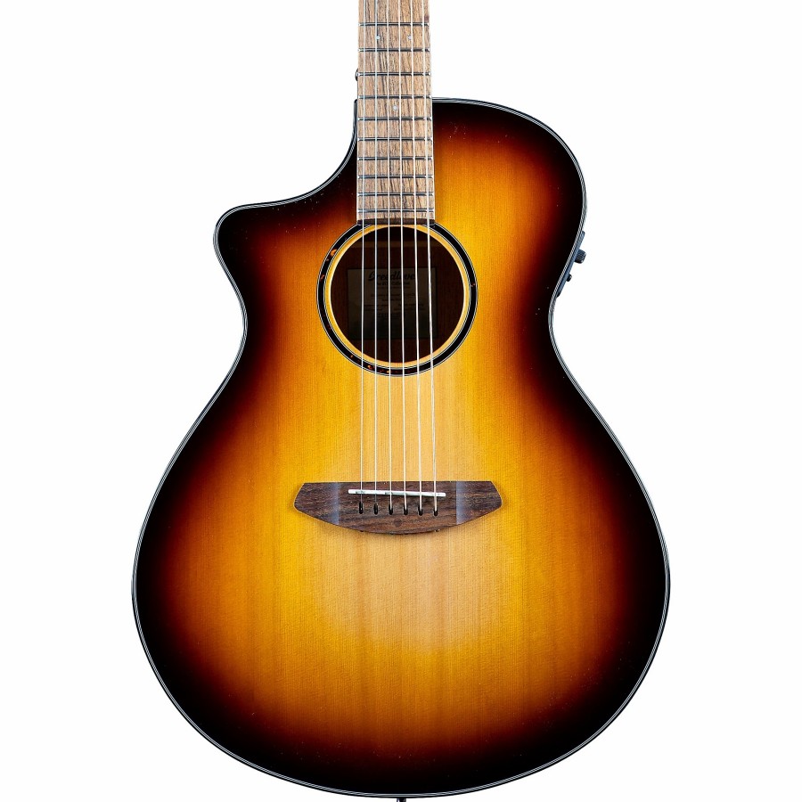 Guitars Breedlove Left Handed | Breedlove Discovery S Ce Lh Red Cedar-African Mahogany Concert Left-Handed Acoustic-Electric Guitar Edge Burst