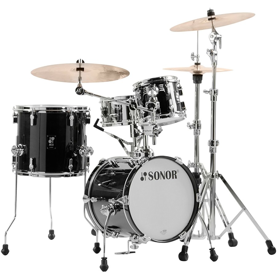 Drums SONOR Drum Sets | Sonor Aq2 Martini Maple 4-Piece Shell Pack Transparent Black