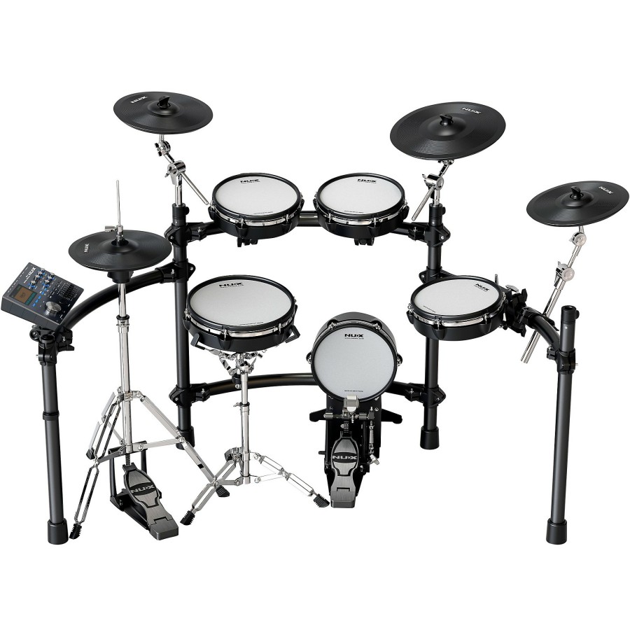 Drums NUX Electronic Drum Sets | Nux Dm-8 All Remo Mesh Head Digital Drum Kit Black