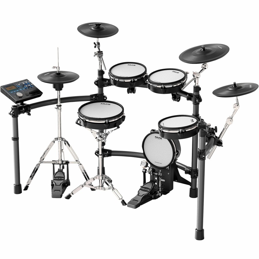 Drums NUX Electronic Drum Sets | Nux Dm-8 All Remo Mesh Head Digital Drum Kit Black