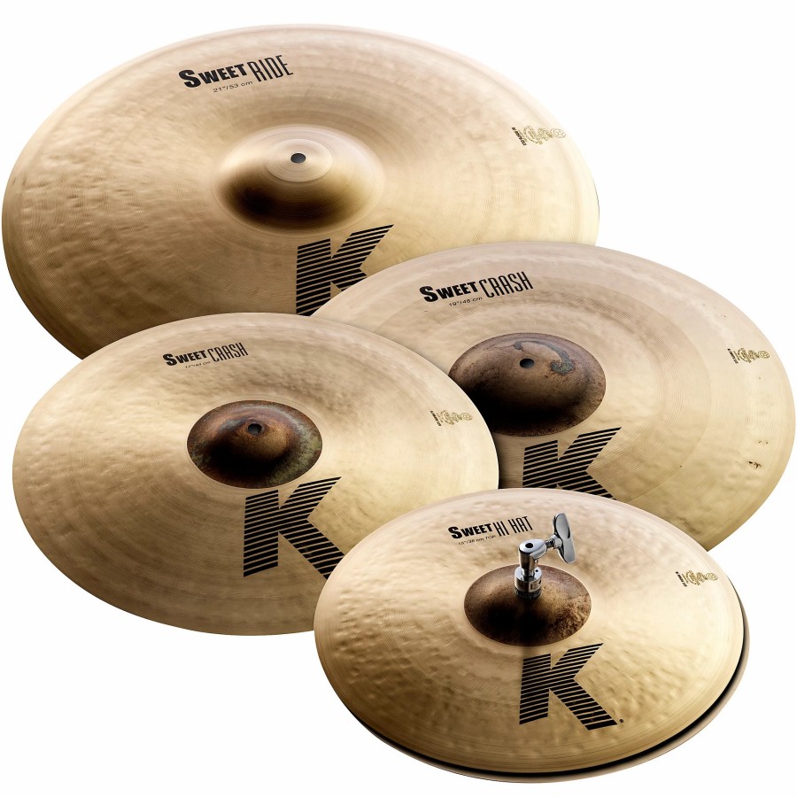 Drums Zildjian Cymbal Packs | Zildjian K Sweet Cymbal Pack, 15", 17", 19", 21" With Free 19" Crash