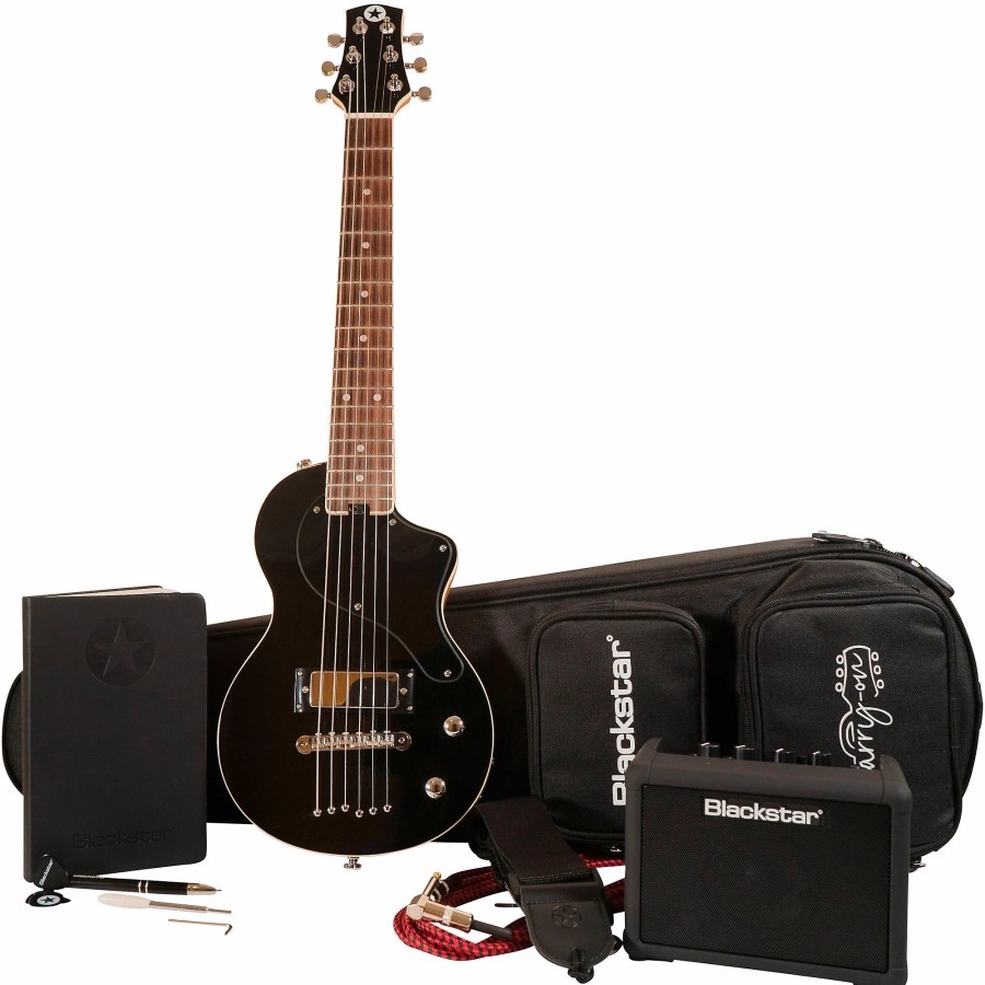 Guitars Blackstar | Blackstar Carryon Travel Guitar Deluxe Pack With Fly3 Black