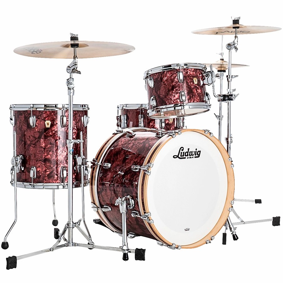 Drums Ludwig Drum Sets | Ludwig Classic Maple 3-Piece Downbeat Shell Pack With 20" Bass Drum Burgundy Pearl