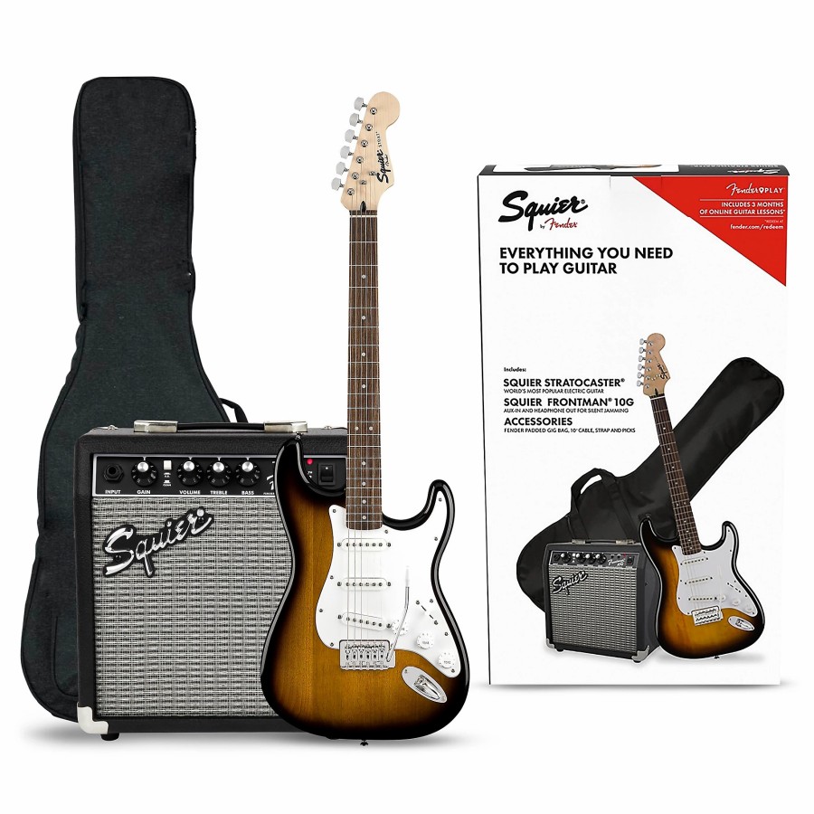 Guitars Squier | Squier Stratocaster Electric Guitar Pack With Squier Frontman 10G Amp Brown Sunburst