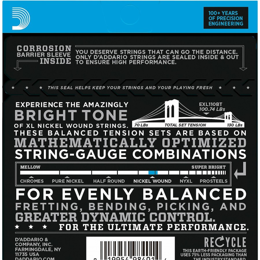 Guitars D'Addario Guitar Strings | D'Addario Exl110Bt Balanced Tension Lite Electric Guitar Strings Single-Pack