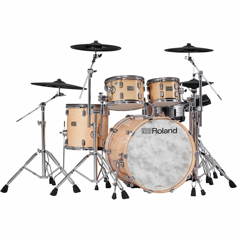 Drums Roland Electronic Drum Sets | Roland Vad706 V-Drums Acoustic Design Drum Kit Gloss Natural Finish