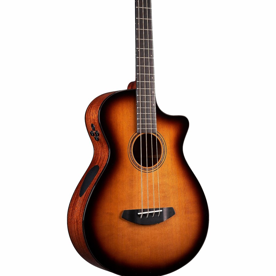 Basses Breedlove Fretted | Breedlove Organic Solo Pro Ce Red Cedar-African Mahogany Concerto Acoustic-Electric Bass Guitar Edge Burst