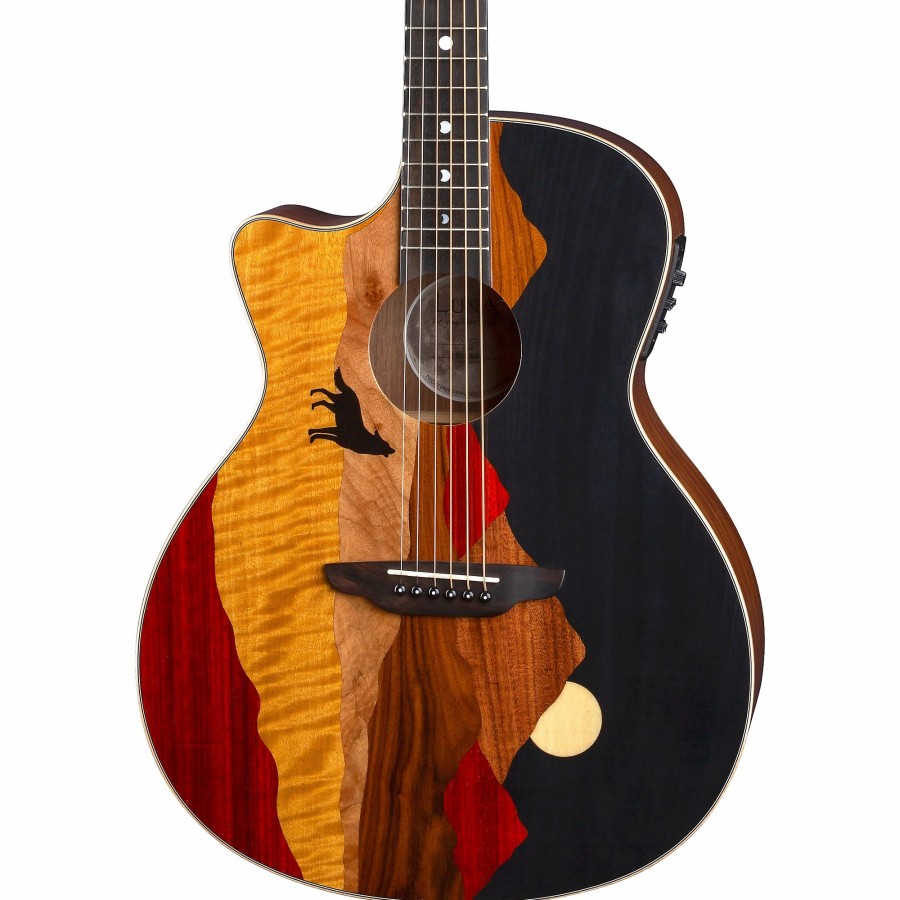 Guitars Luna Left Handed | Luna Vista Wolf Tropical Wood Left-Handed Acoustic-Electric Guitar Gloss Natural