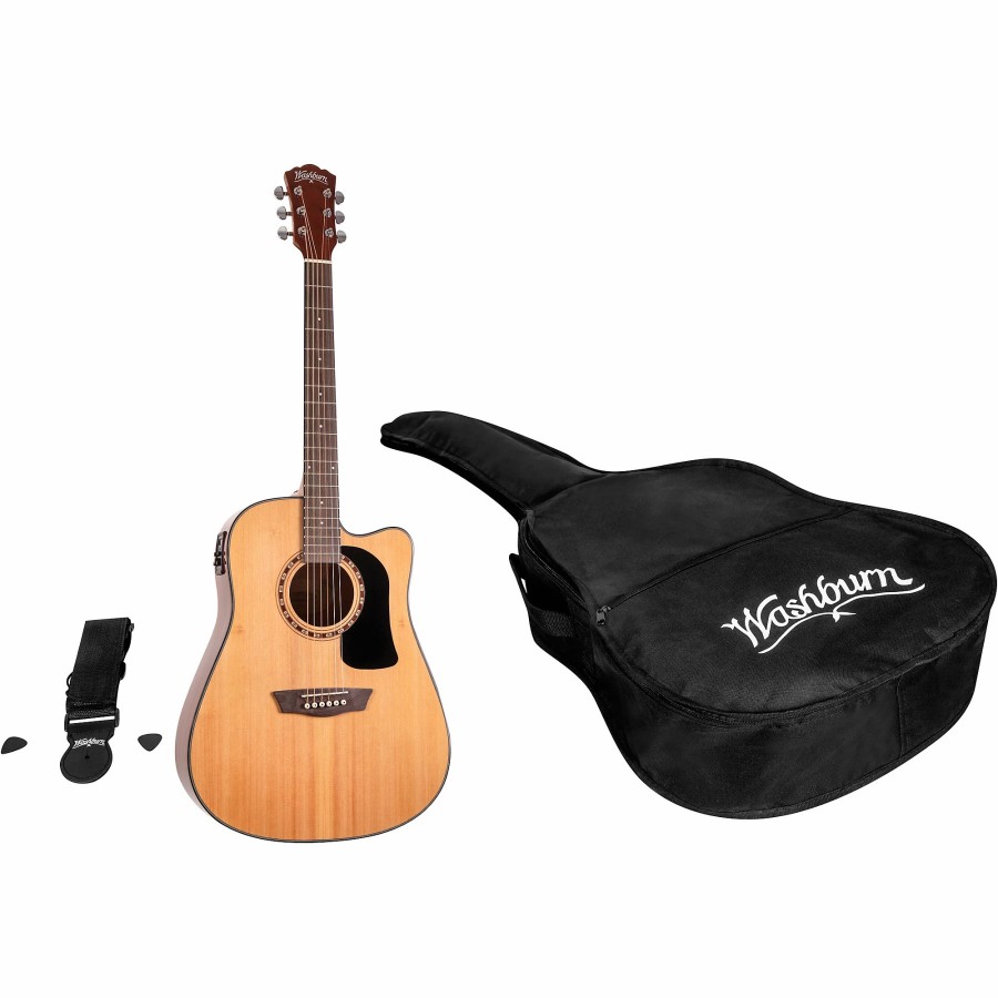 Guitars Washburn | Washburn Apprentice Acoustic-Electric Guitar Pack Natural