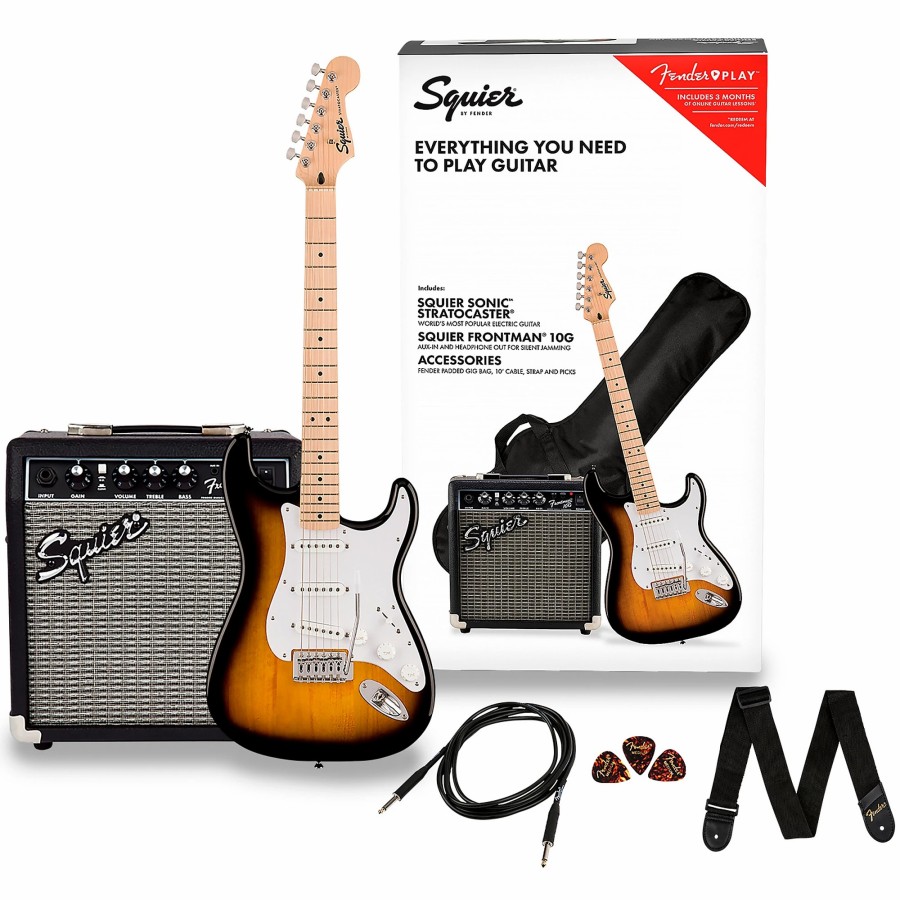 Guitars Squier | Squier Sonic Stratocaster Electric Guitar Pack With Fender Frontman 10G Amp 2-Color Sunburst