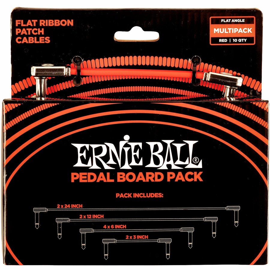 Guitars Ernie Ball Instrument Cables | Ernie Ball Flat Ribbon Patch Cables Pedalboard Multi-Pack Red