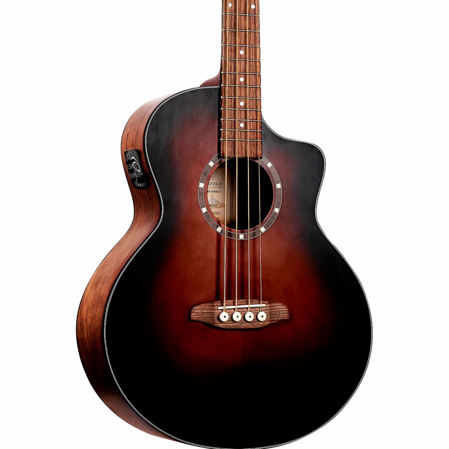 Basses Ortega Fretted | Ortega Deep Series Jumbo Acoustic-Electric Bass Bourbon Fade