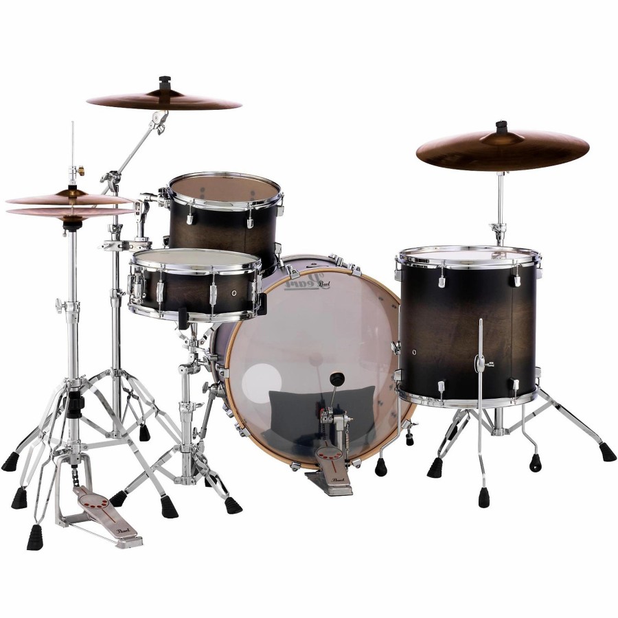 Drums Pearl Drum Sets | Pearl Decade Maple 3-Piece Shell Pack With 24" Bass Drum Satin Black Burst