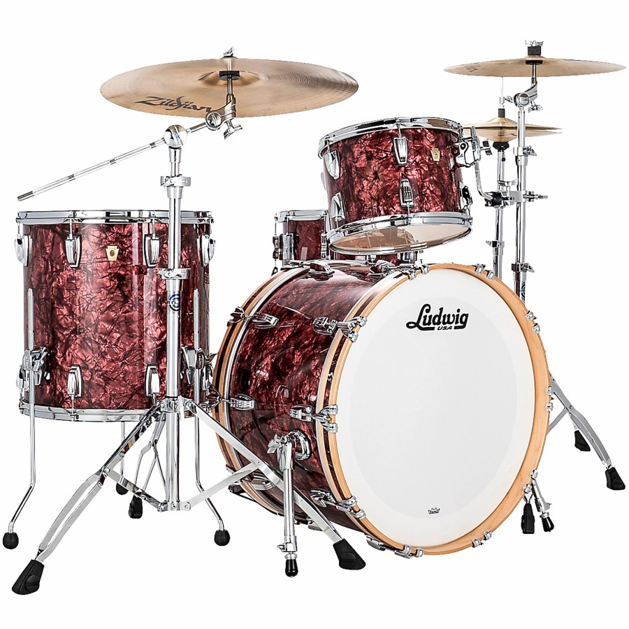 Drums Ludwig Drum Sets | Ludwig Classic Maple 3-Piece Fab Shell Pack With 22" Bass Drum Burgundy Pearl